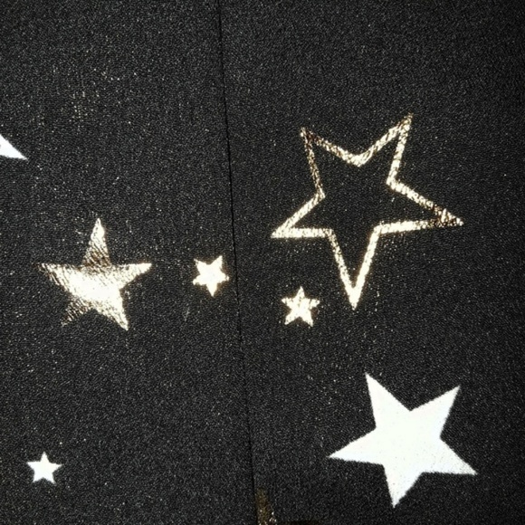 Gold Metallic Star Print Black Off Shoulder Top - Picture 8 of 8